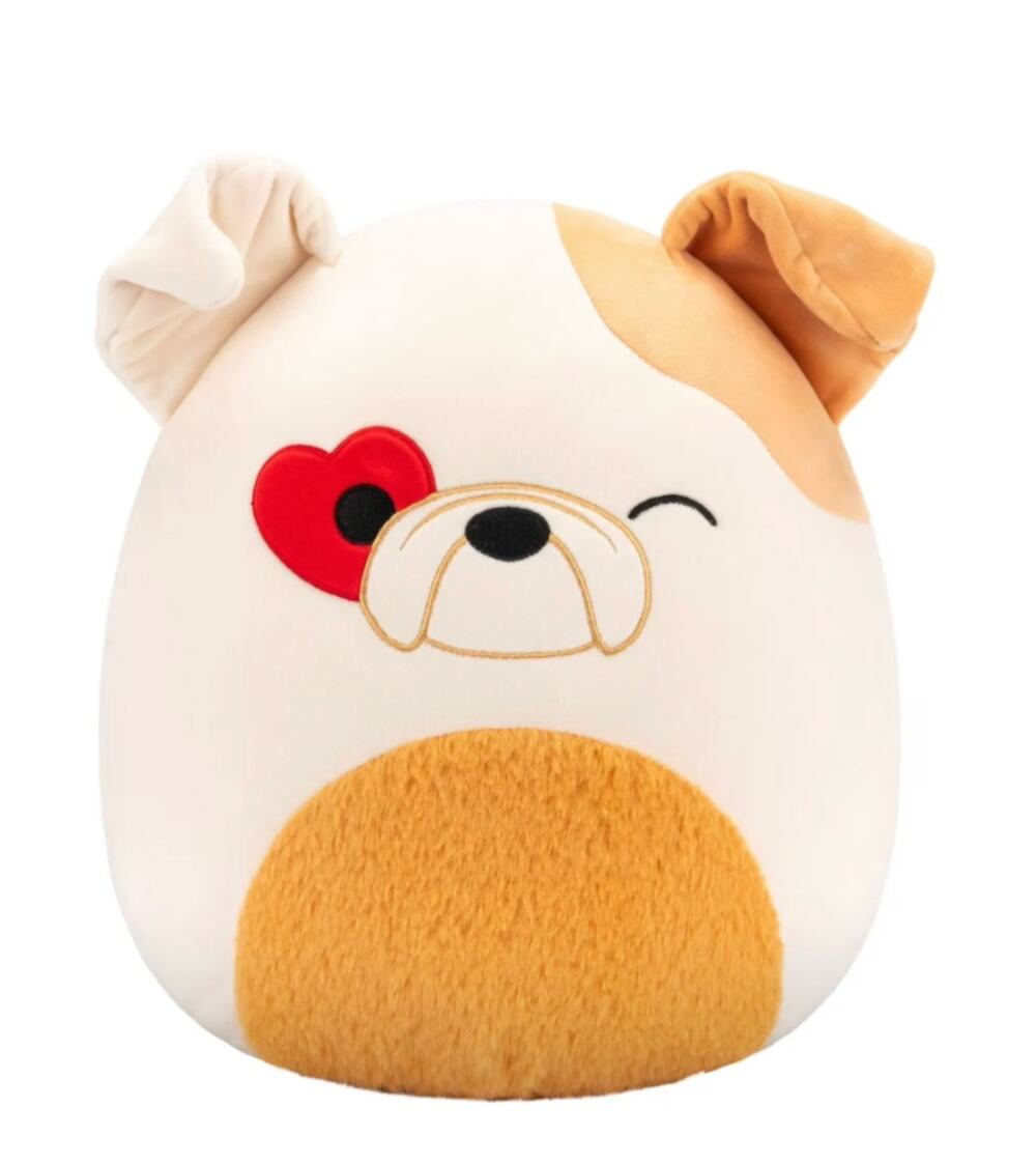 Squishmallows Brock Bulldog Plush Dog Heart Birthday Valentine